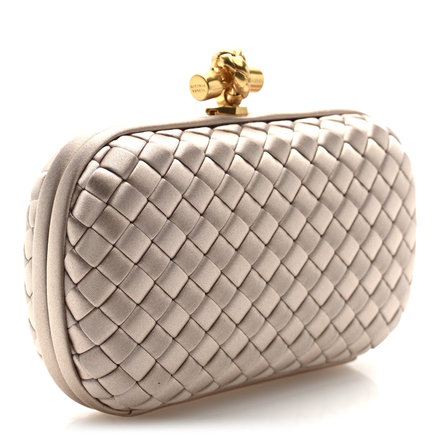 Bottega Veneta Satin Intrecciato Knot Clutch Nude 3 of 9
