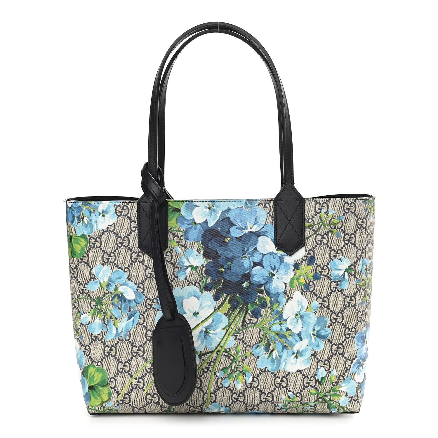 Gucci GG Supreme Monogram Blooms Small Reversible Tote Beige Blue Navy 1 of 18