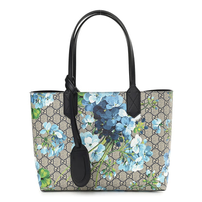 Gucci GG Supreme Monogram Blooms Small Reversible Tote Beige Blue Navy 1 of 18