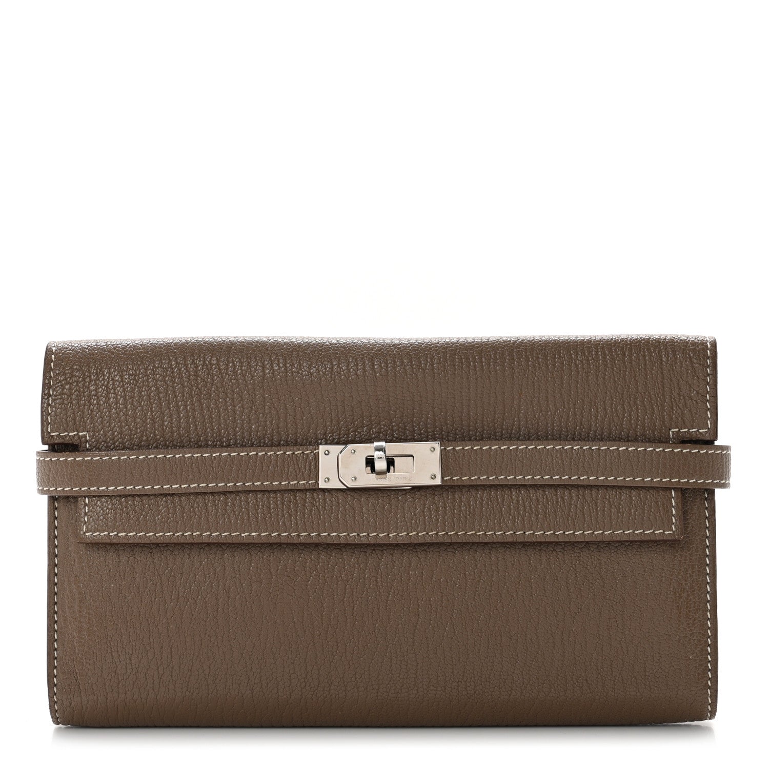 Hermes Chevre Mysore Kelly Longue Wallet Etoupe 1 of 9