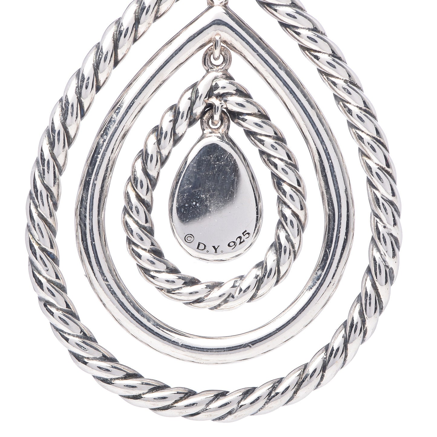 Sterling Silver Diamond Cable Classic Teardrop Earrings