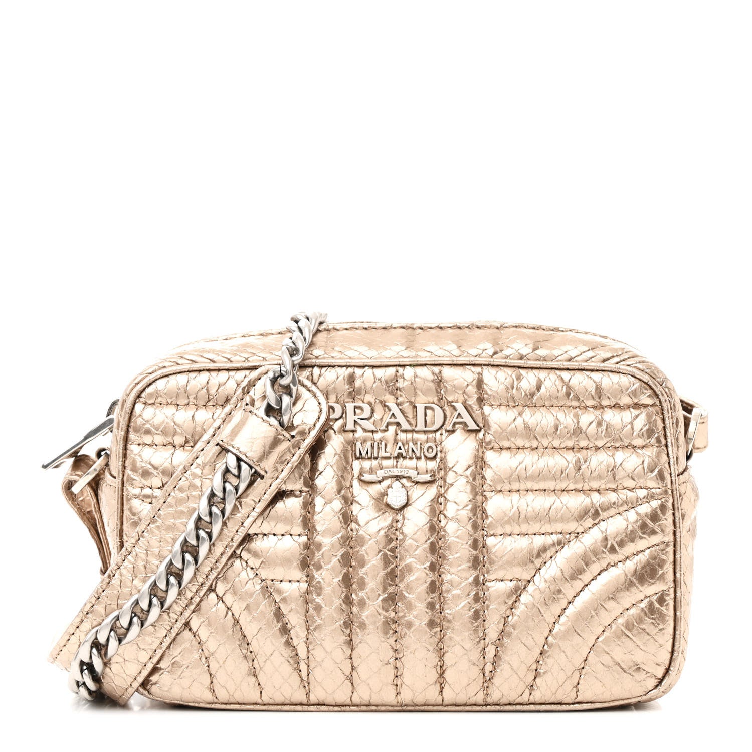 Prada Metallic Ayers Impunture Diagramme Crossbody Bag Quarzo Mordo 1 of 18