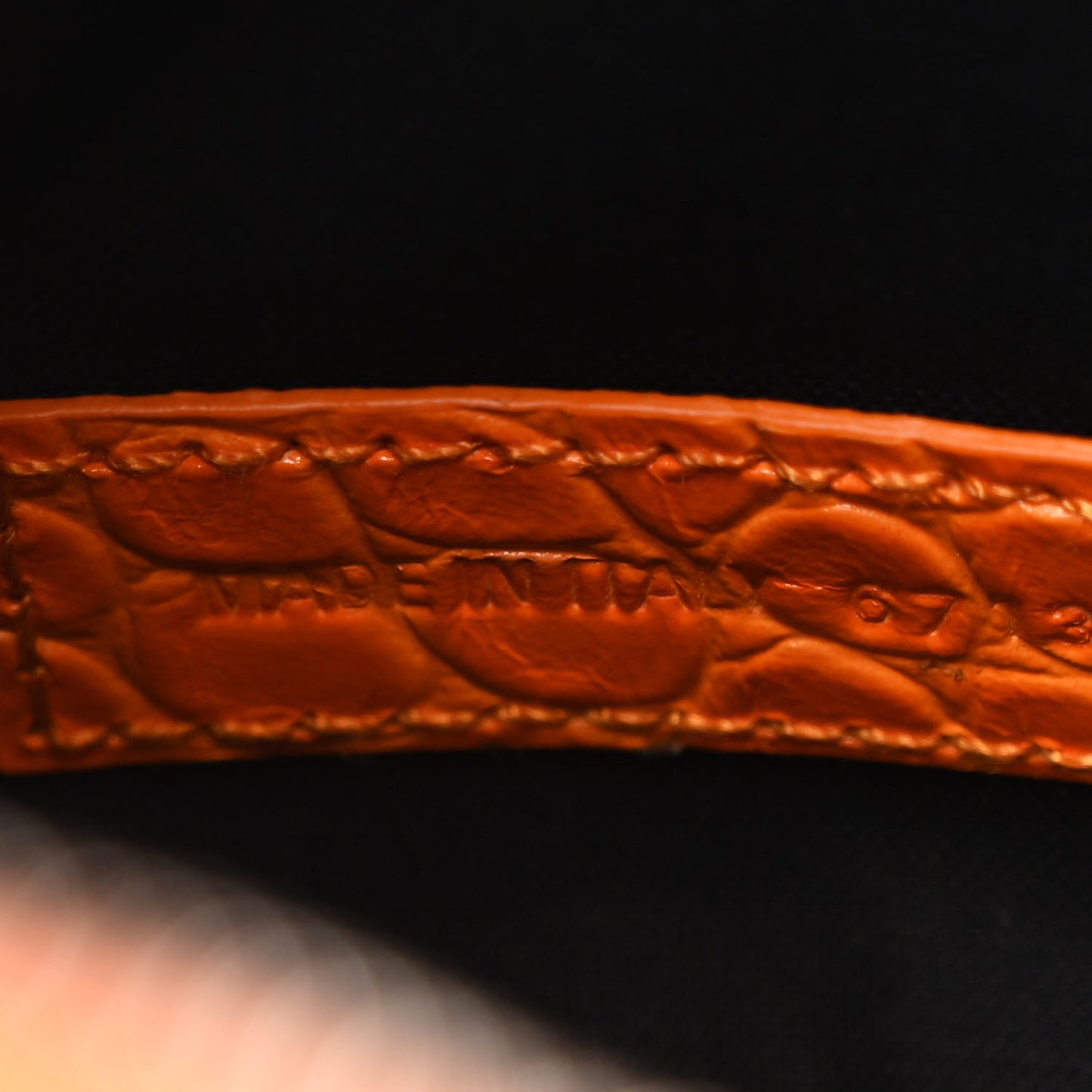 Extra Supple Calfskin Crocodile Embossed Le Cagole Shoulder Bag XS Pop Orange