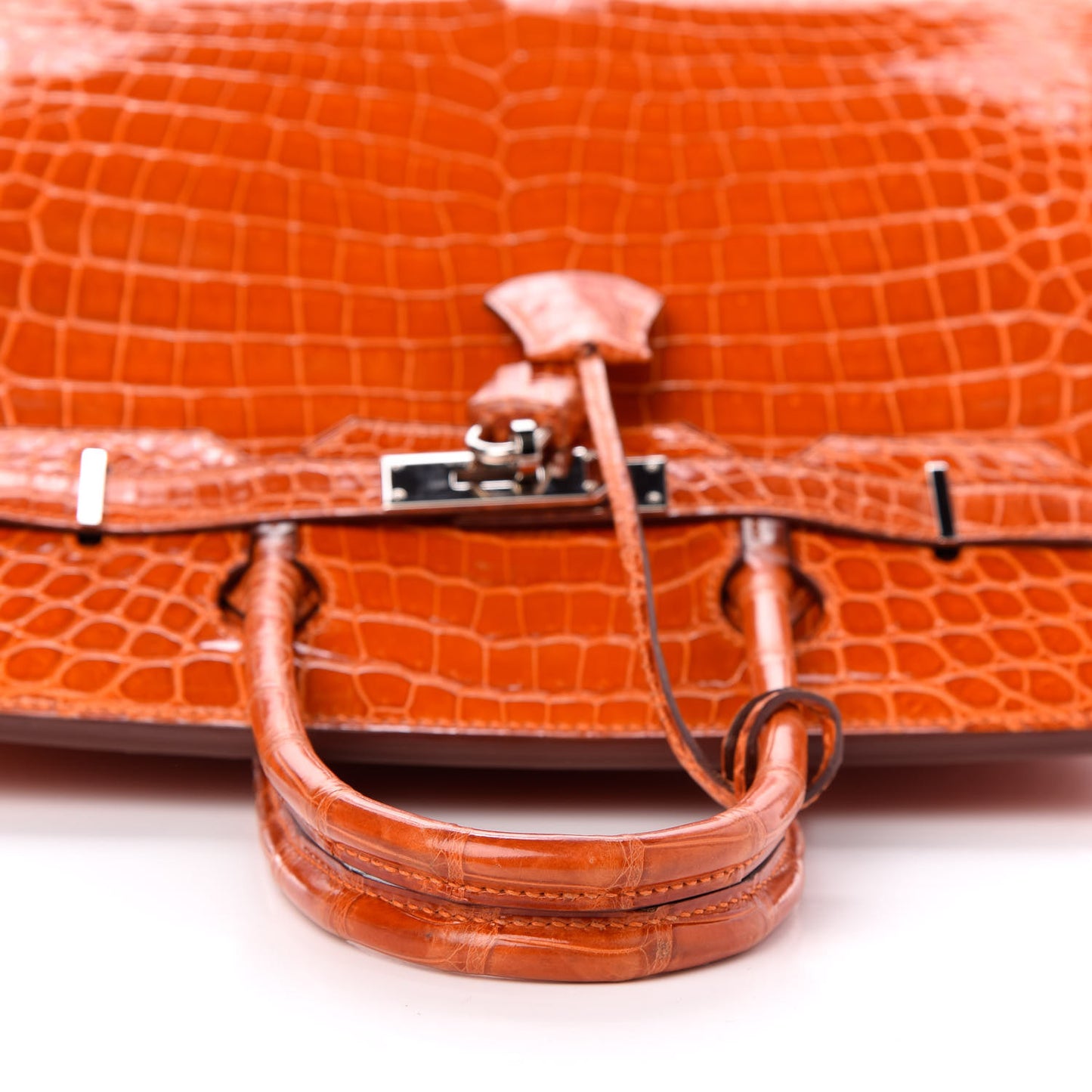 Shiny Porosus Crocodile Birkin 30 Orange