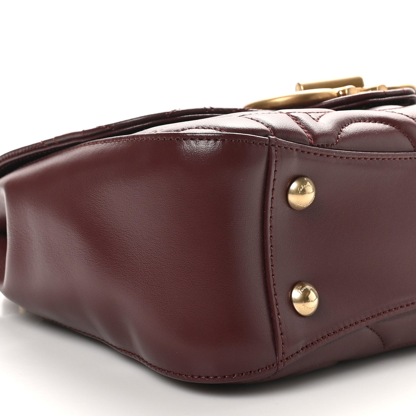 Calfskin Quilted Gancini Small Top Handle Flap Bag Burgundy