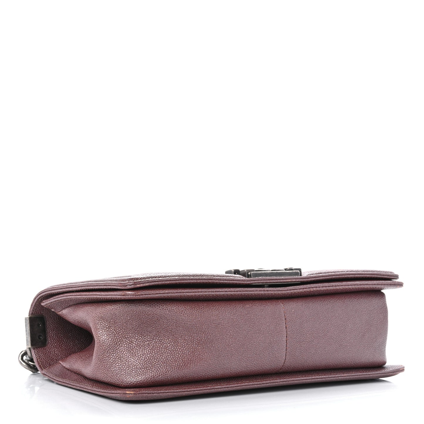Metallic Caviar Chevron Quilted Medium Boy Flap Dark Pink