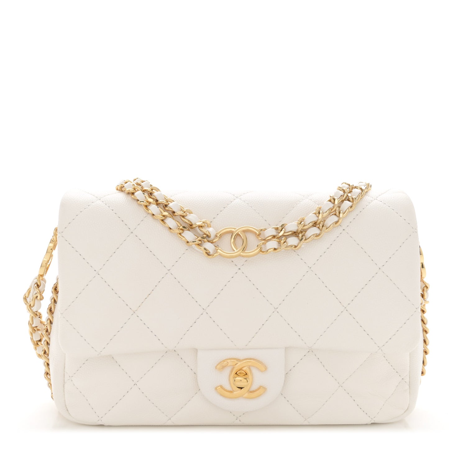 Caviar Quilted Mini CC You Flap White