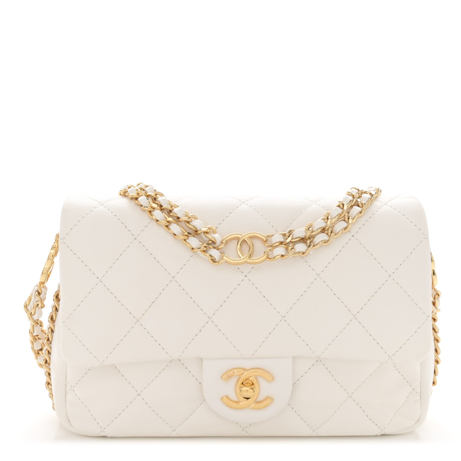 Chanel Caviar Quilted Mini CC You Flap White 1 of 10
