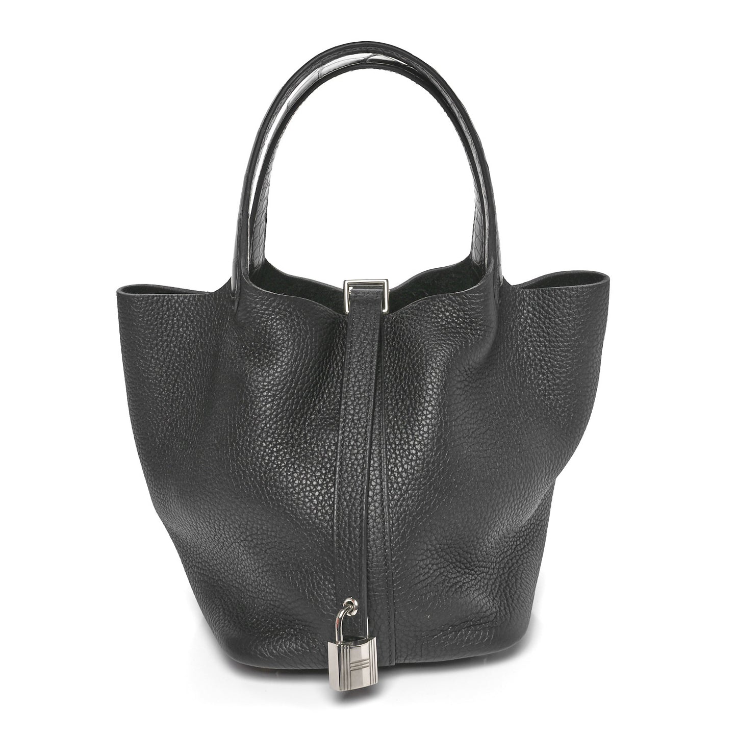 Taurillon Clemence Matte Alligator Picotin Lock Touch 18 PM Black