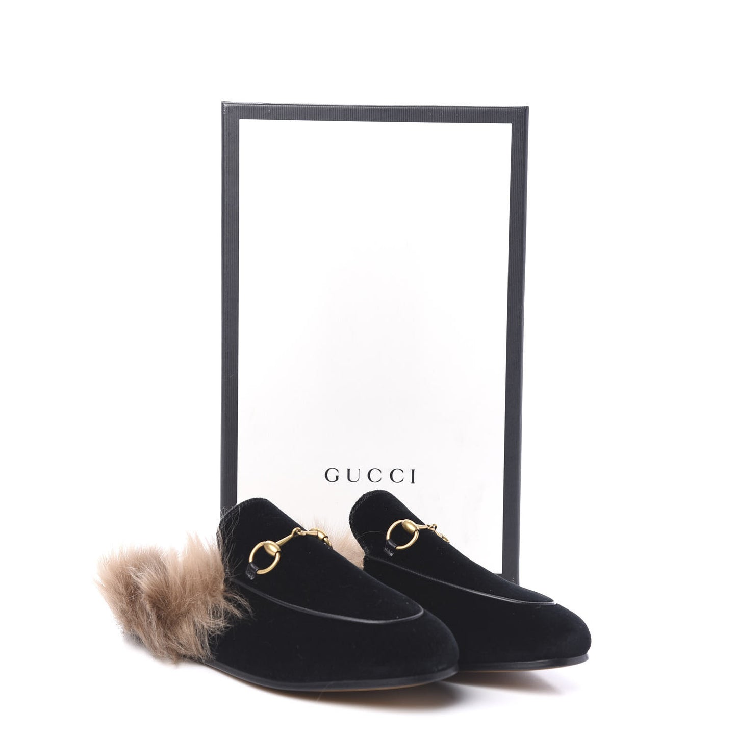 Velvet Fur Womens Princetown Slippers 37.5 Black