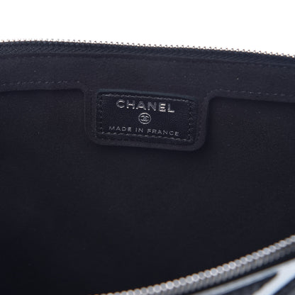 Chanel Lambskin Metallic Chevron Zip Pouch Black Silver 6 of 8