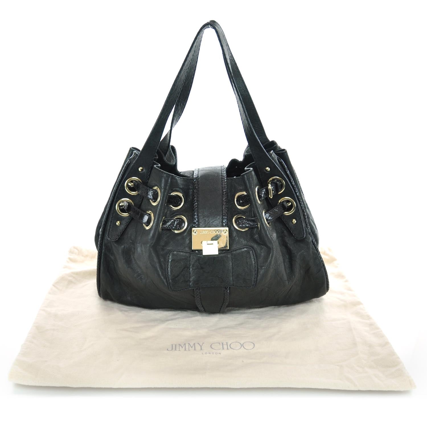 Jimmy Choo Biker Leather Elaphe Snakeskin Trim Ramona Black 10 of 10