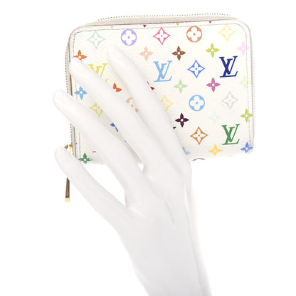 Louis Vuitton Monogram Multicolor Zippy Coin Purse Wallet White Litchi 2 of 7