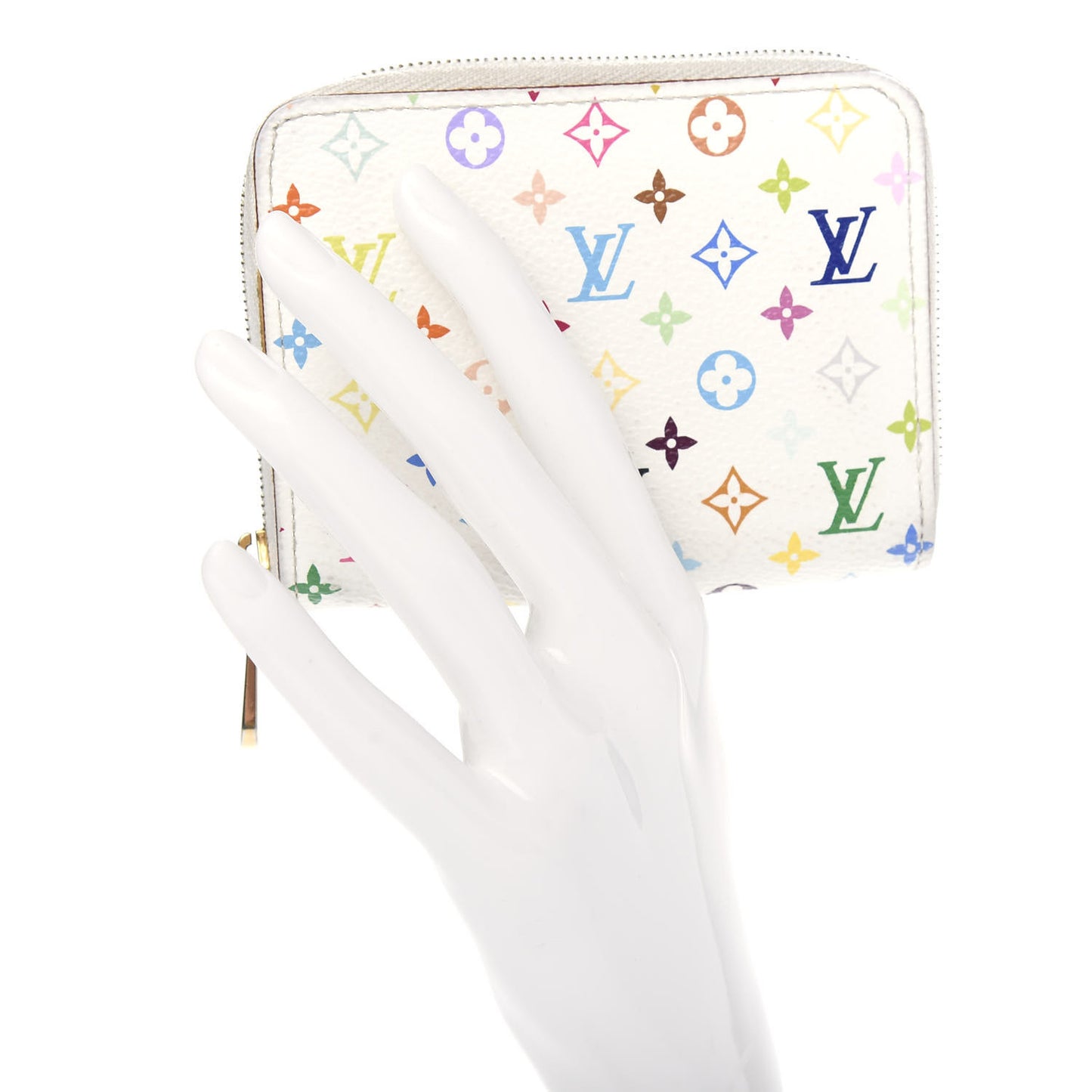 Monogram Multicolor Zippy Coin Purse Wallet White Litchi