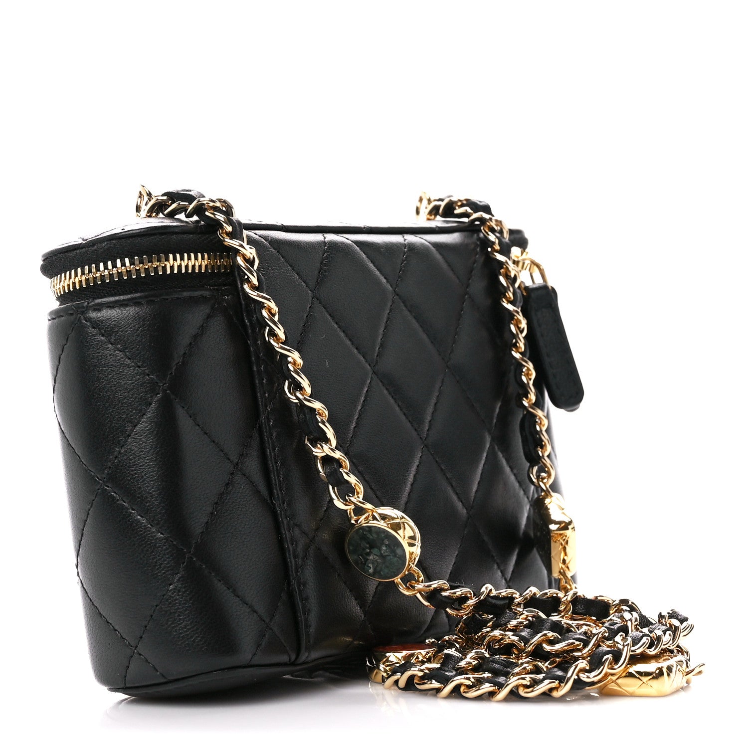 Chanel Lambskin Quilted Resin Vanity Case With Chain Black 3 of 12