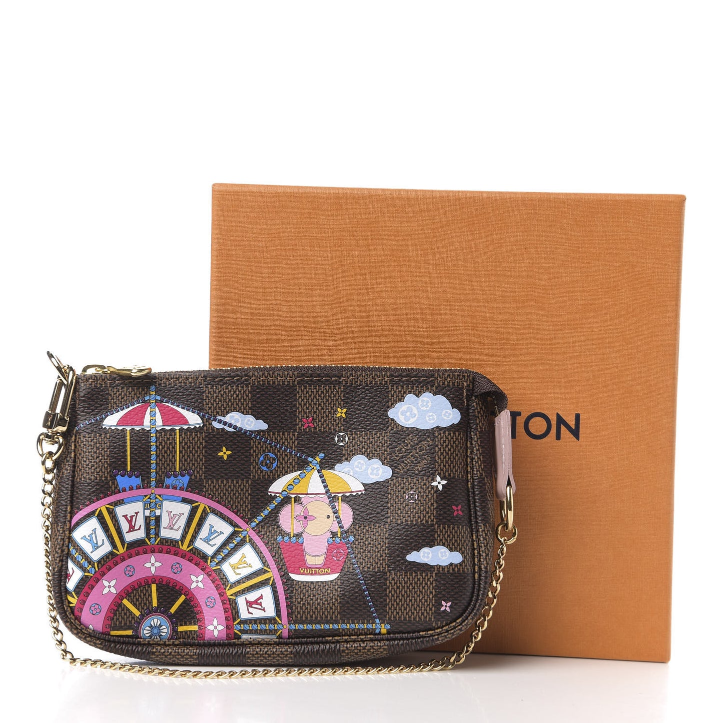 Damier Ebene 2020 Christmas Animation Big Wheel Mini Pochette Accessories Rose Ballerine