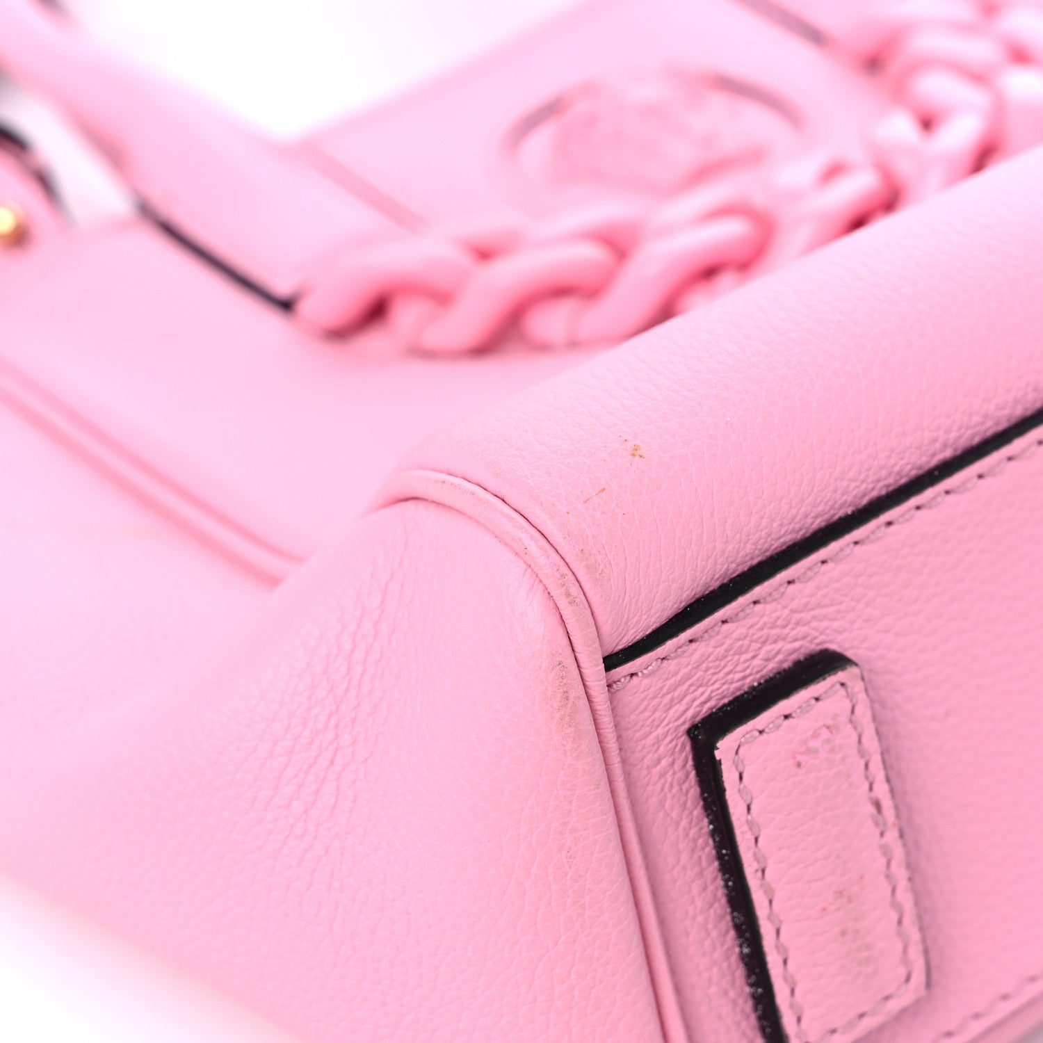 Versace Grained Calfskin Small La Medusa Chain Tote Pink 8 of 14