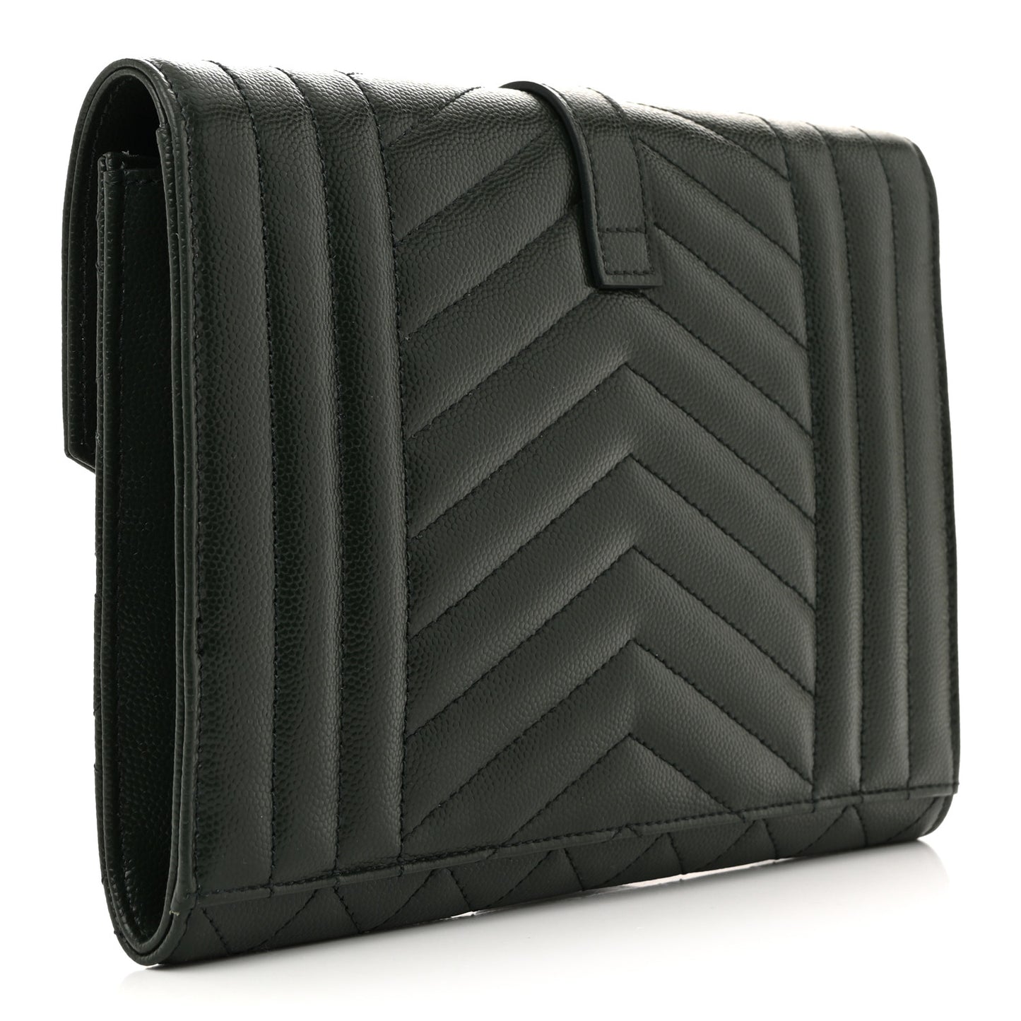 Grain De Poudre Textured Mixed Matelasse Triquilt Monogram Clutch Vert Fonce