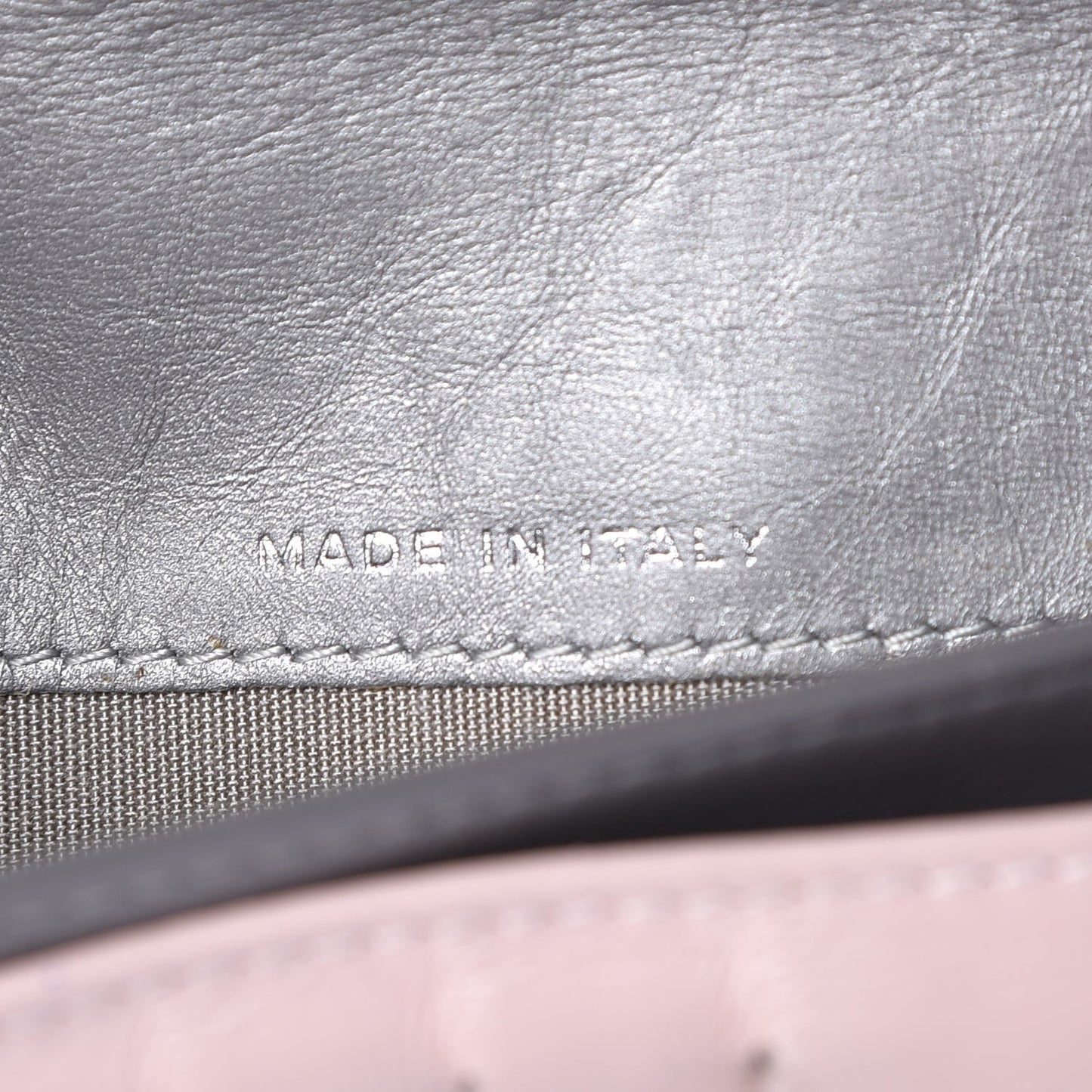 Metallic Calfskin Diamond Stitched Yen Wallet Silver