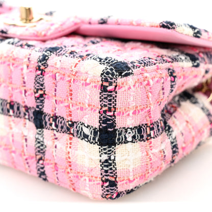 Chanel Metallic Tweed Quilted Mini Rectangular Flap Pink Navy White 10 of 10