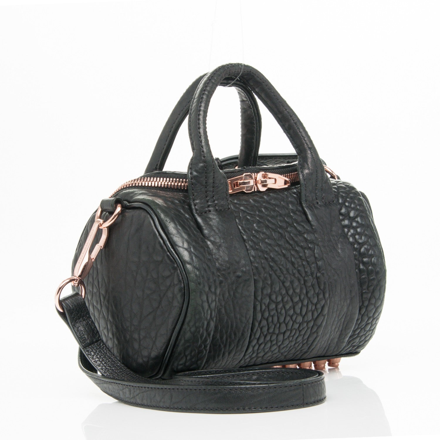 Alexander Wang Pebbled Lambskin Mini Rockie Black Rose Gold Hardware 4 of 7