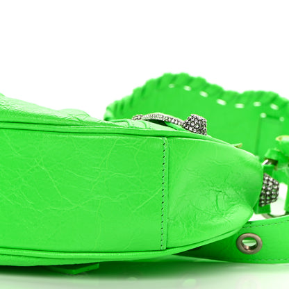 Balenciaga Agneau Arena Crystal Le Cagole Shoulder Bag XS Fluo Green 10 of 11