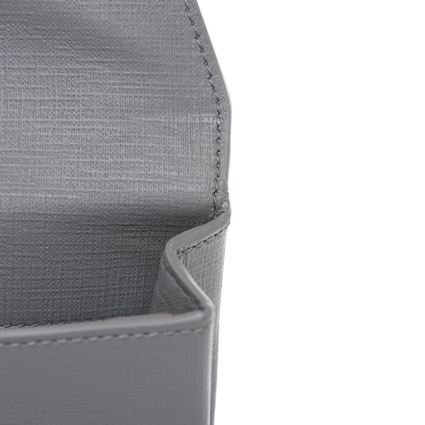 Squared Calfskin Logo Shopping Envelope Clutch Balenciaga Grey