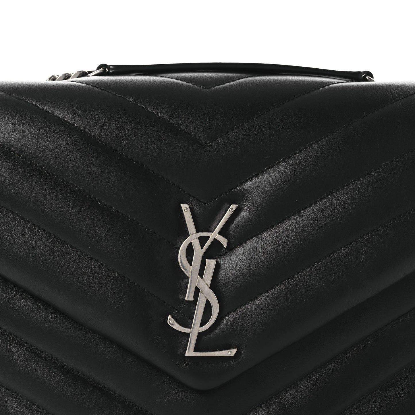 Calfskin Y Quilted Monogram Medium Loulou Chain Satchel Black