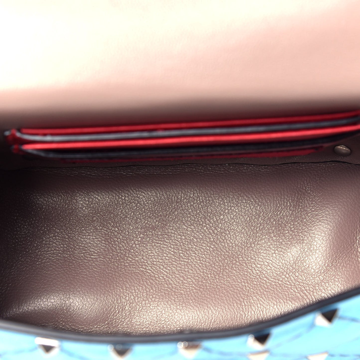 Metallic Nappa Micro Rockstud Spike Shoulder Bag Cerulean