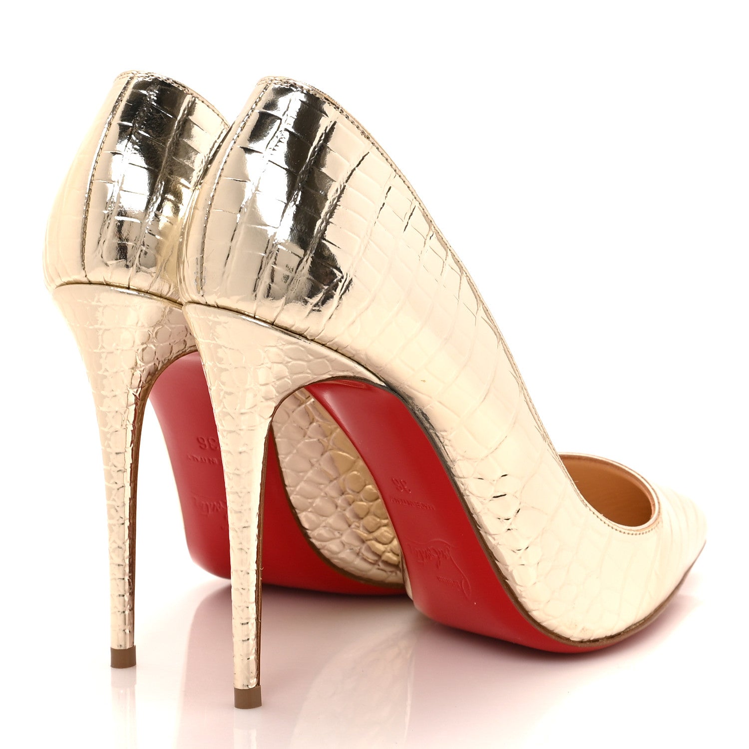 Christian Louboutin Metallo Cocco Pigalle Follies 100 Pumps 36 Platine 4 of 8