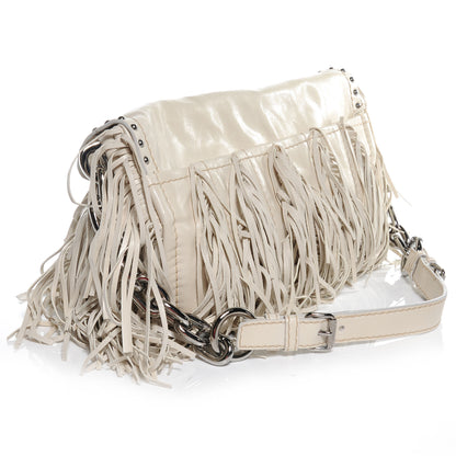 Prada Vitello Shine Fringe Studded Flap Hobo Talco 3 of 8