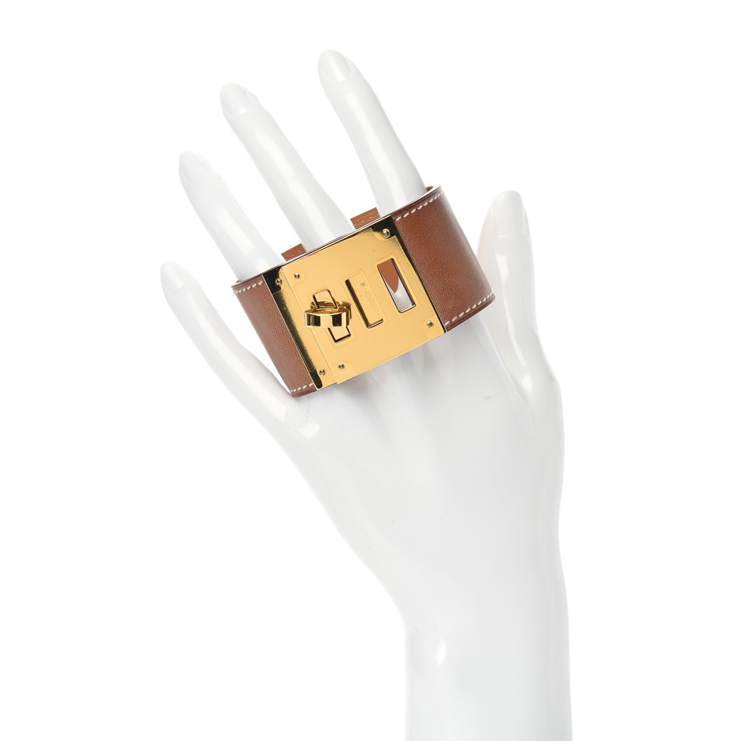 Hermes Natural Barenia Kelly Dog Cuff T3 Fauve 2 of 6