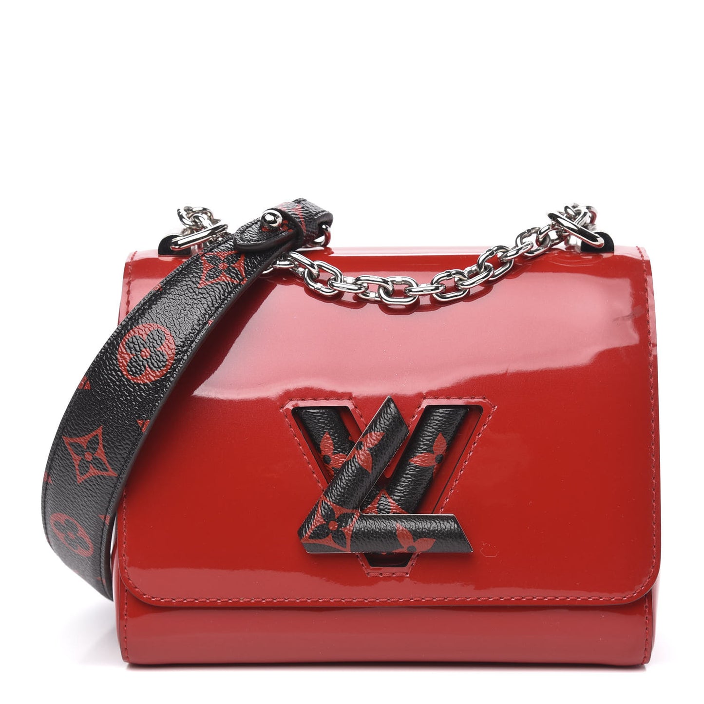 Patent Monogram Infrarouge Twist Shoulder Bag PM Coquelicot