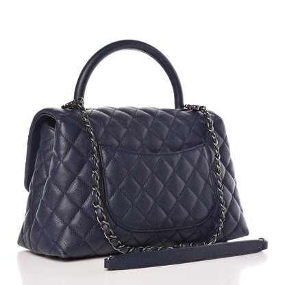 Chanel Caviar Quilted Small Coco Handle Flap Navy 3 of 9