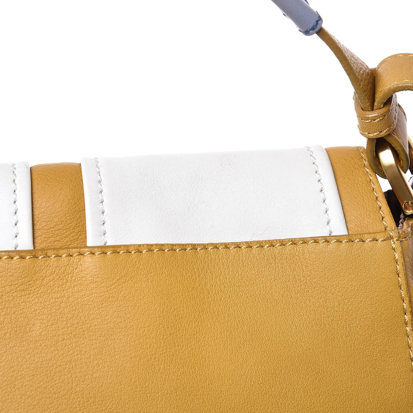 Calfskin Colorblock Anna Shoulder Bag Yellow White