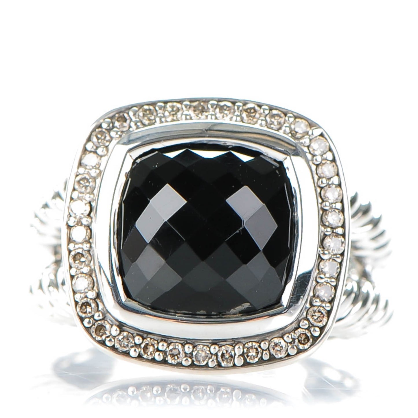 Sterling Silver Diamond Black Onyx 11mm Albion Ring 54 7