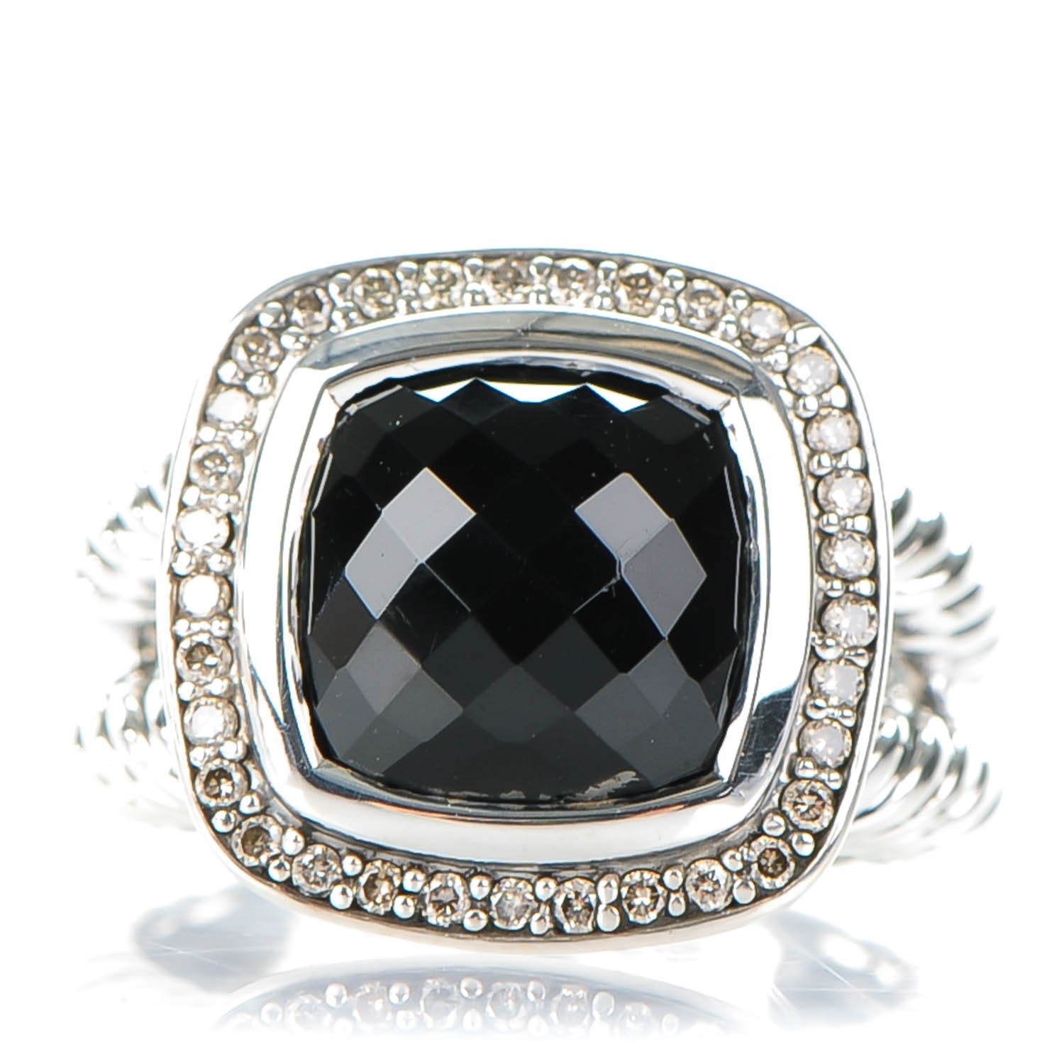 David Yurman Sterling Silver Diamond Black Onyx 11mm Albion Ring 54 7 1 of 5