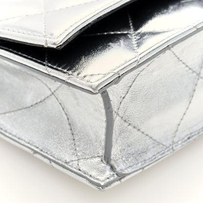 Alexander McQueen Metallic Calfskin Quilted Graffiti Skull Small Chain Crossbody Bag Silver 8 of 9