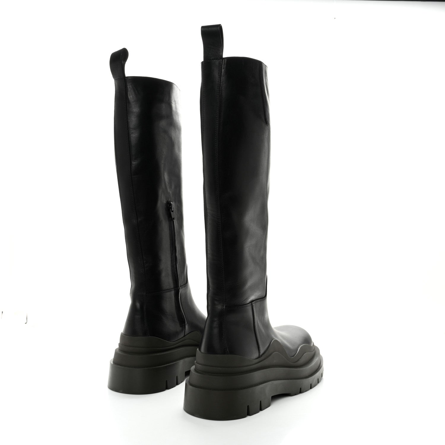 Bottega Veneta Calfskin The Tire High Boots 39 Black Camping 4 of 7