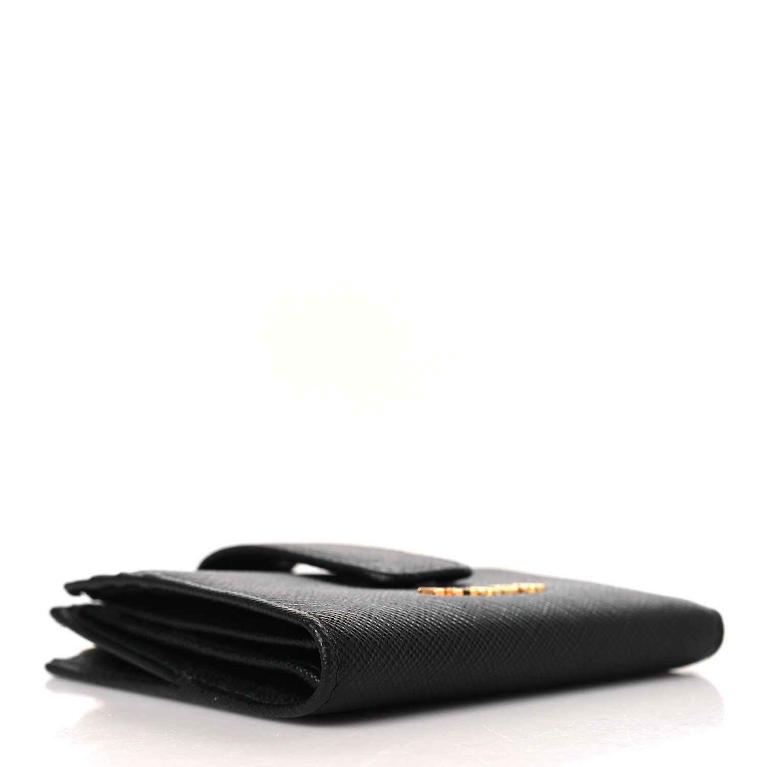 Prada Saffiano Metal Card Holder Compact Wallet Black 4 of 6