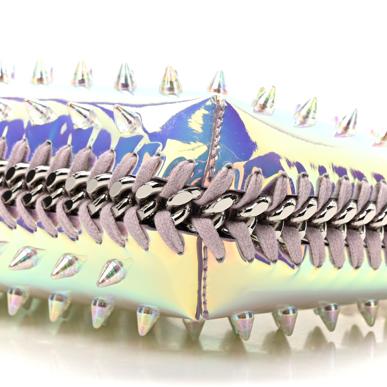 Stella McCartney Holographic Faux Leather Mini Zip Spike Falabella Silver 8 of 9