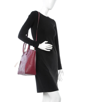Burberry Heritage Grain Check Embossed Medium Dewsbury Tote Dark Plum 2 of 8