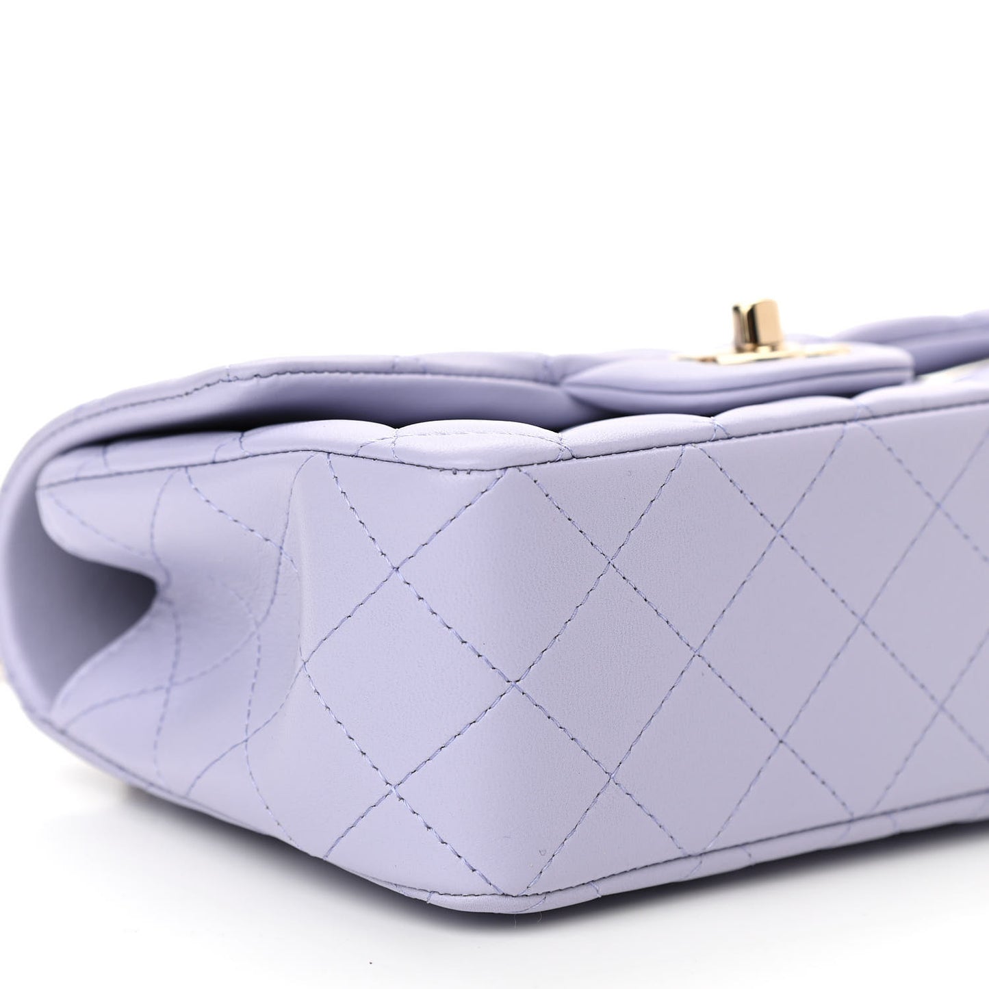 Lambskin Quilted Mini Top Handle Rectangular Flap Light Purple