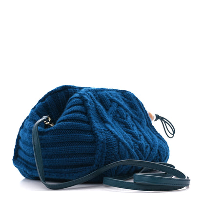 Loro Piana Cashmere Cable Knit Pontaccio Puffy Pouch Clutch Bag Blue 3 of 9