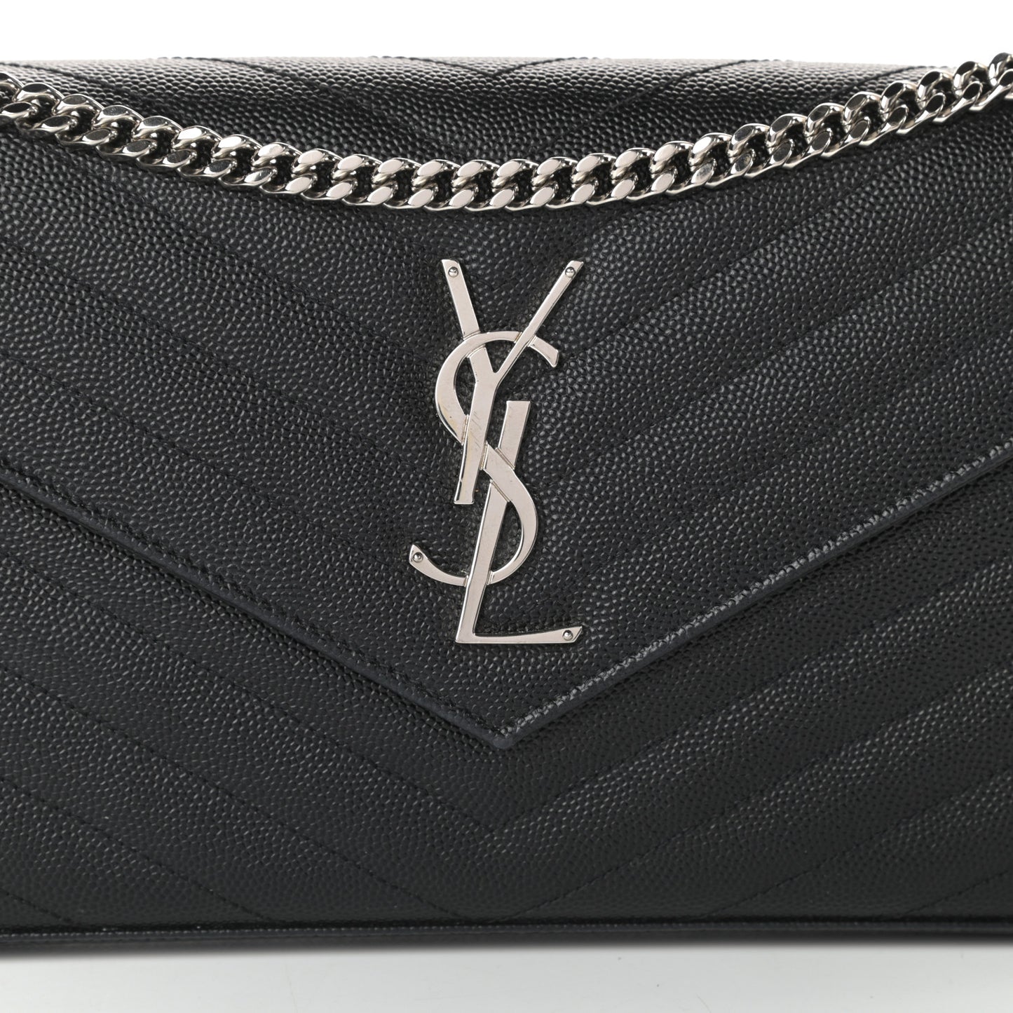 Grain De Poudre Matelasse Chevron Monogram Chain Wallet Black