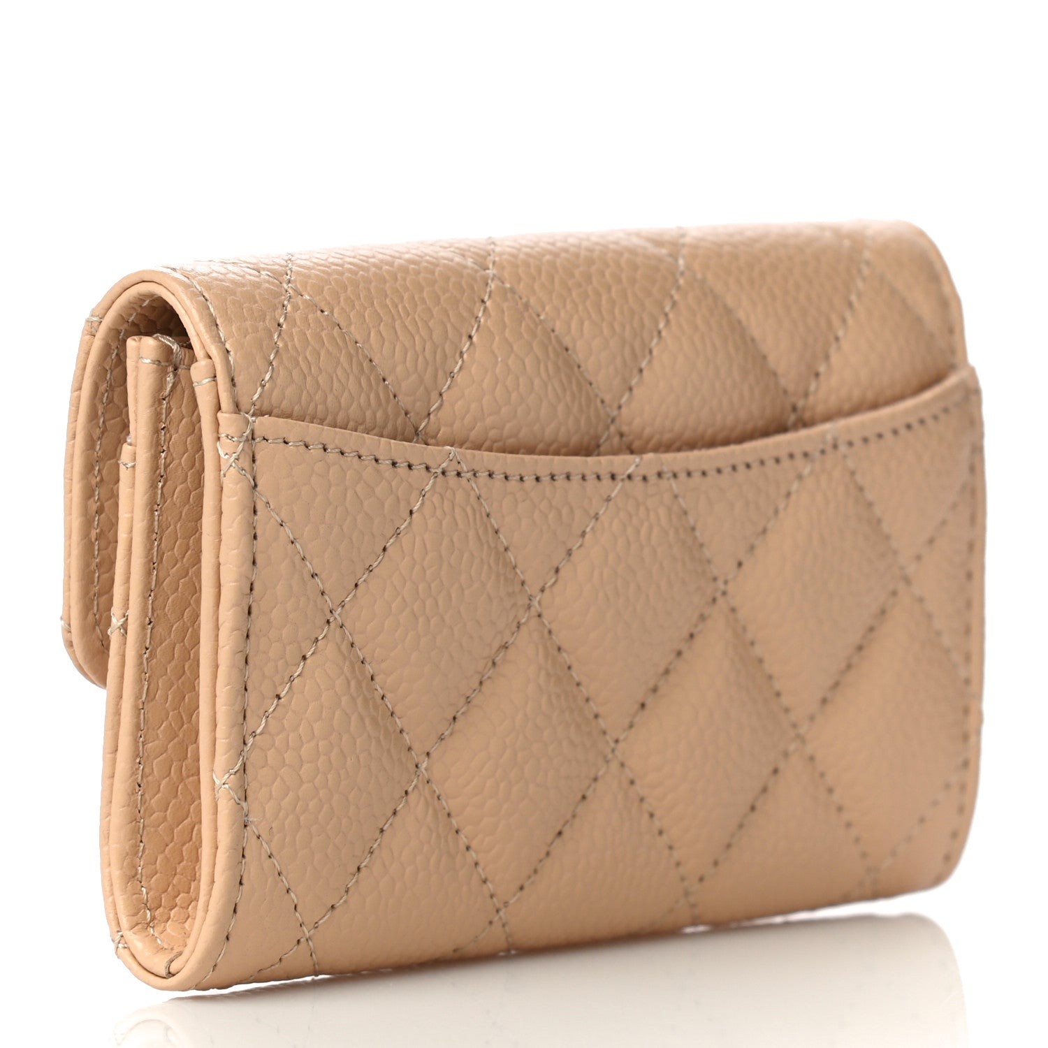 Chanel Caviar Quilted Flap Card Holder Wallet Beige 3 of 12