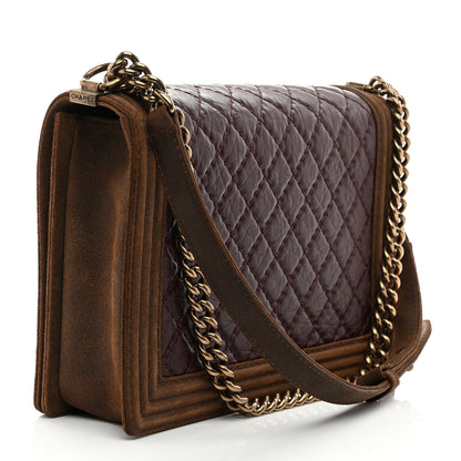 Chanel Aged Calfskin Nubuck Quilted Large Boy Flap Burgundy 3 of 10
