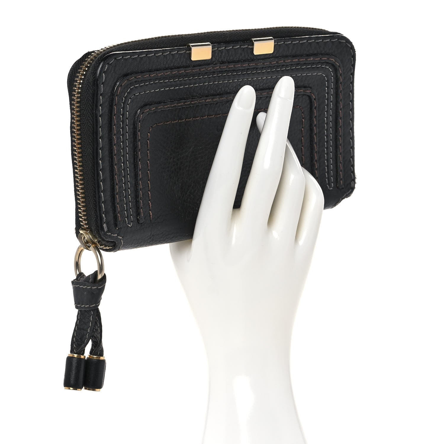 Chloe Grained Calfskin Marcie Long Zip Around Wallet Black 2 of 11