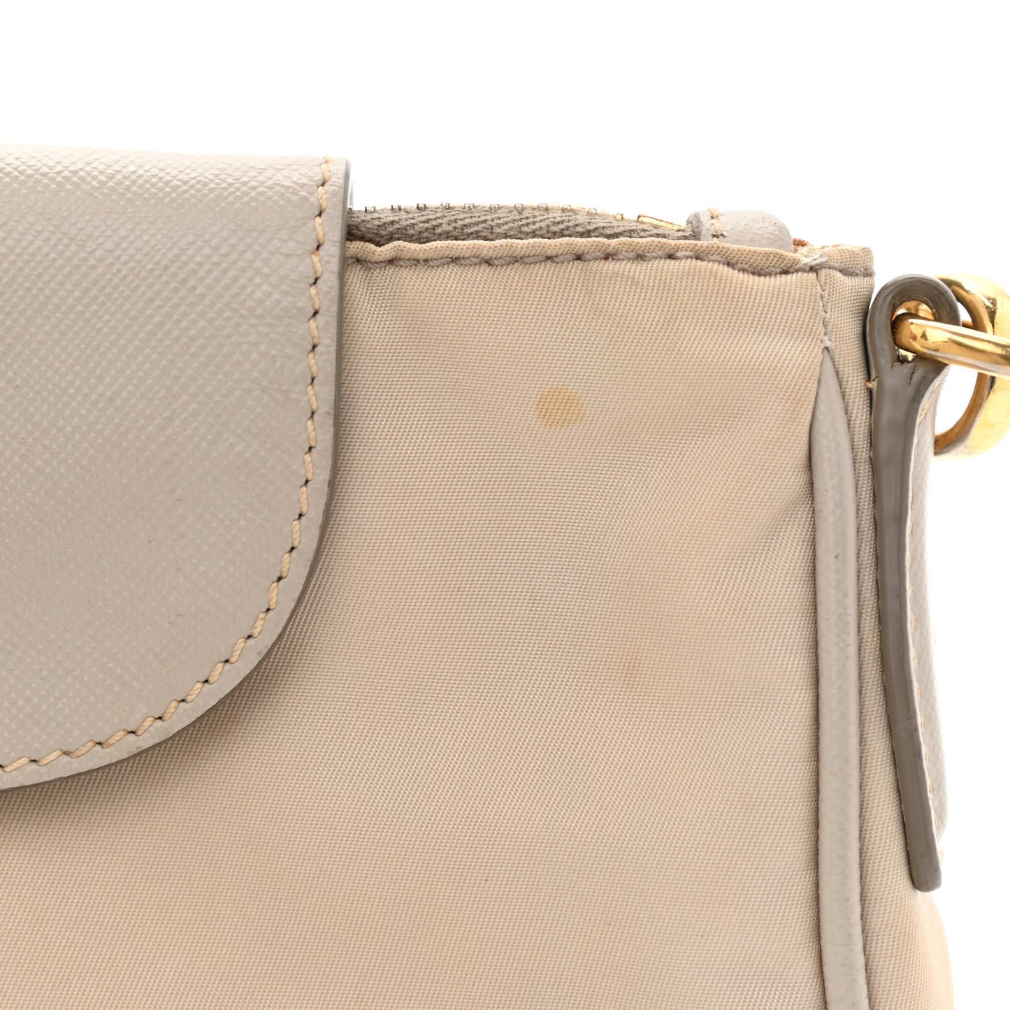Tessuto Nylon Saffiano Crossbody Bag Talco