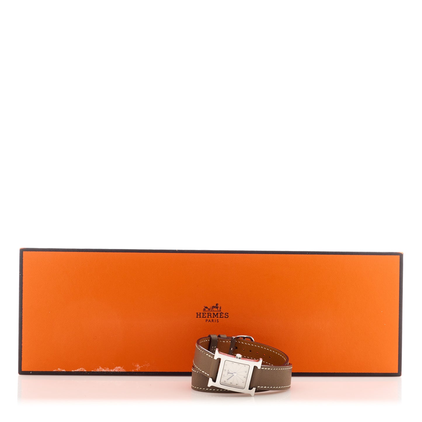 Stainless Steel Swift 21mm Heure H Hour Double Tour Quartz Watch Etoupe